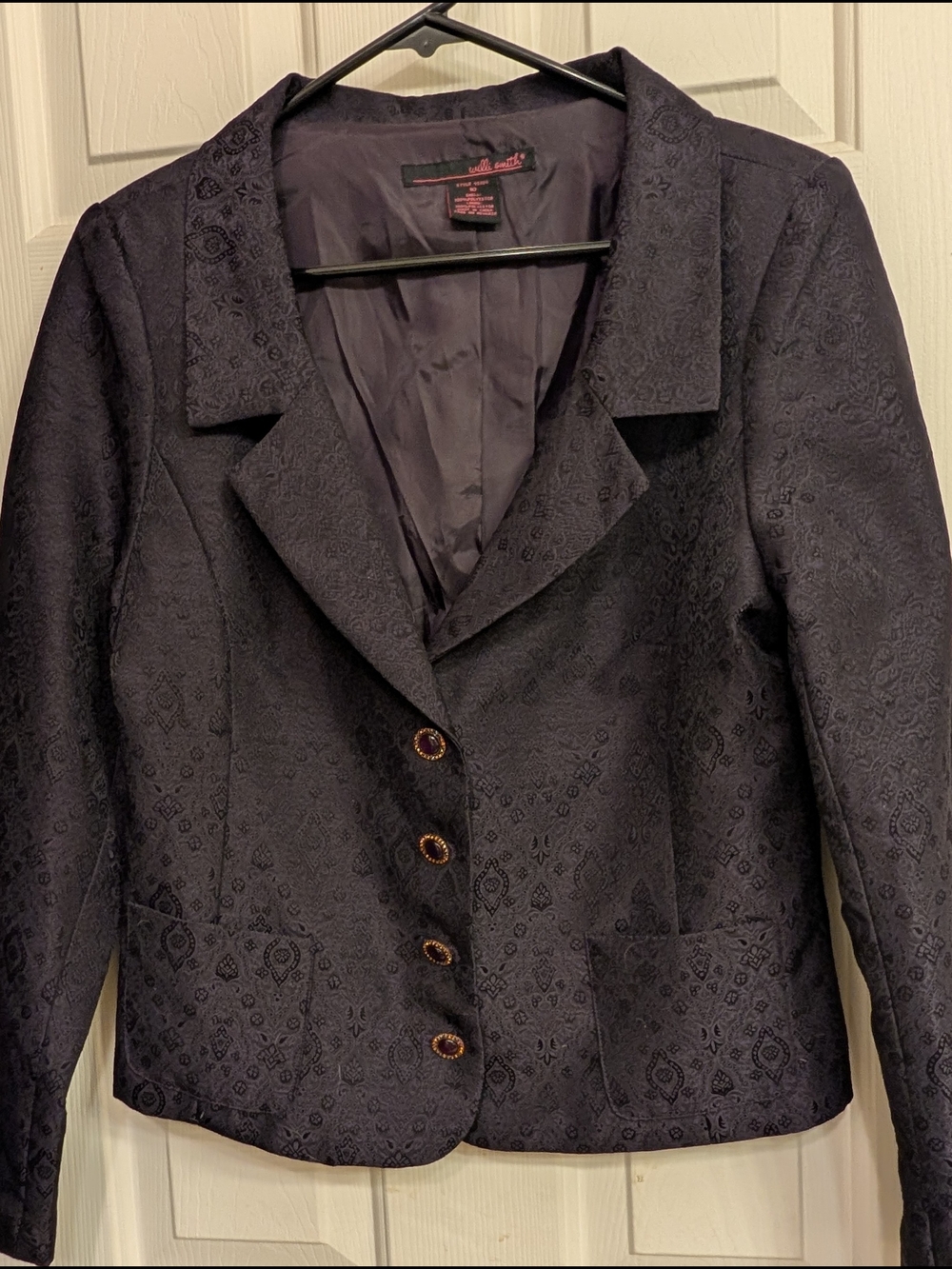 Willi Smith Black Jacquard Women's Suit 8/10